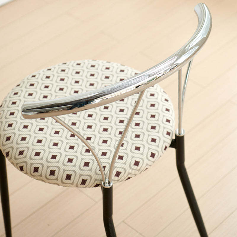 Modern Eclectic Corduroy Stainless Steel Round Dining Chair