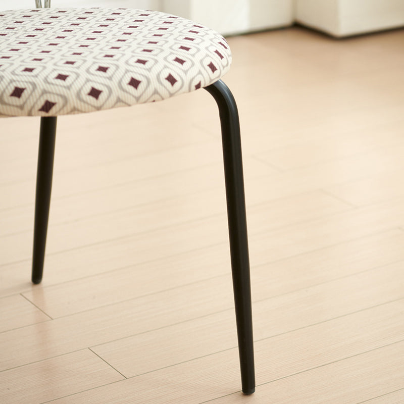 Modern Eclectic Corduroy Stainless Steel Round Dining Chair