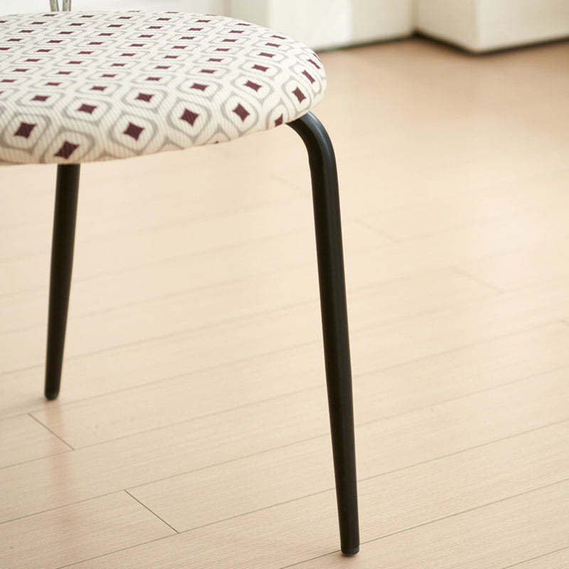 Modern Eclectic Corduroy Stainless Steel Round Dining Chair
