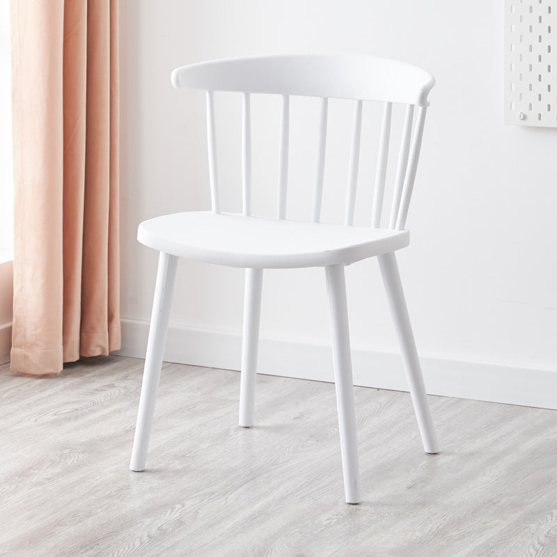 Mid-Century Curved Plastic Open-Back Dining Chair — Pink