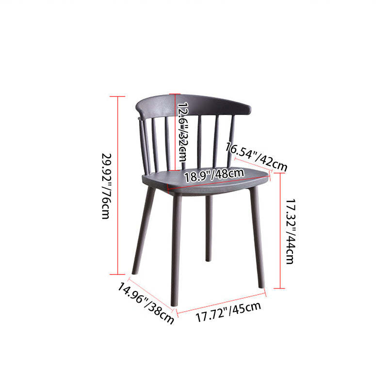 Mid-Century Curved Plastic Open-Back Dining Chair — Grey