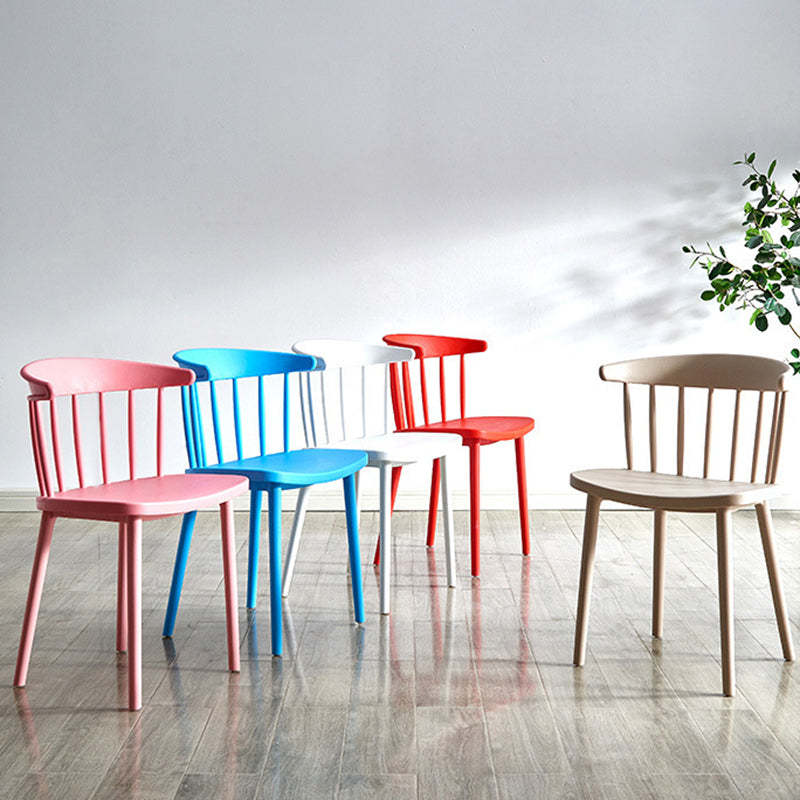Mid-Century Curved Plastic Open-Back Dining Chair — Black