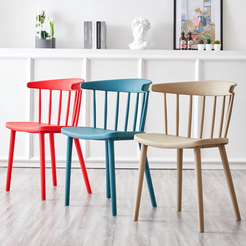 Mid-Century Curved Plastic Open-Back Dining Chair — White