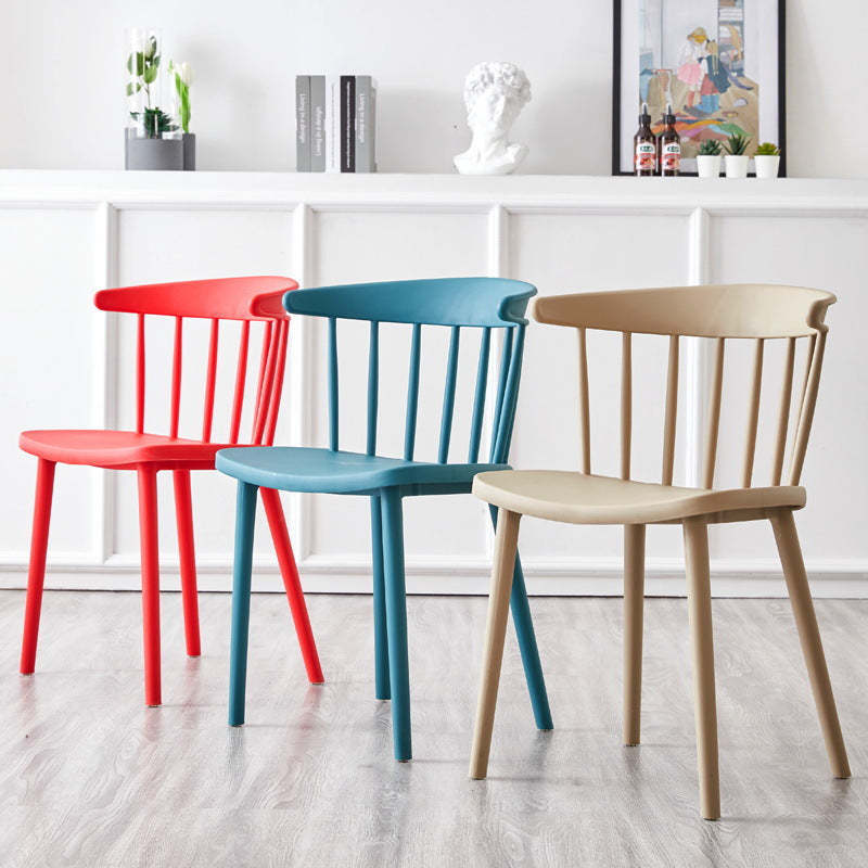Mid-Century Curved Plastic Open-Back Dining Chair — White