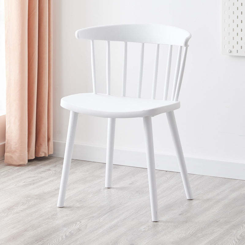 Mid-Century Curved Plastic Open-Back Dining Chair — Pink