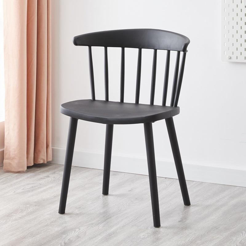 Mid-Century Curved Plastic Open-Back Dining Chair — Yellow