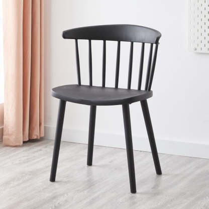 Mid-Century Curved Plastic Open-Back Dining Chair — Yellow