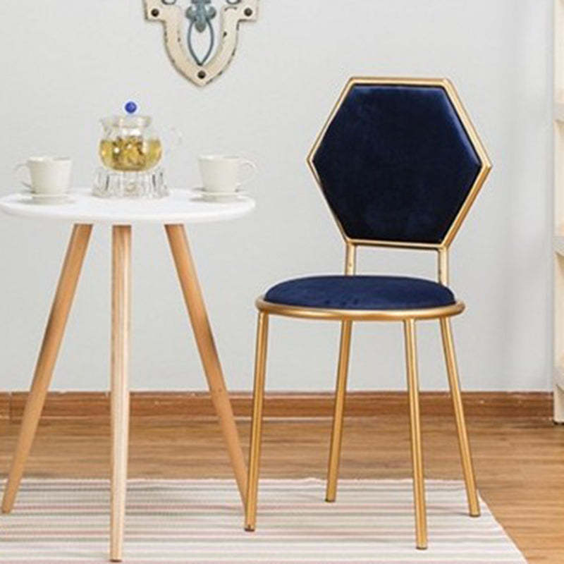 Lighom traditional hexagonal-back vanity metal vanity stools — Dark Blue