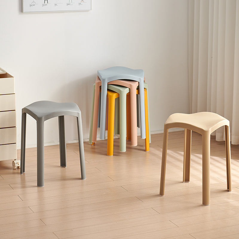 Scandinavian Corrugated Plastic Stackable Vanity Stool — Khaki