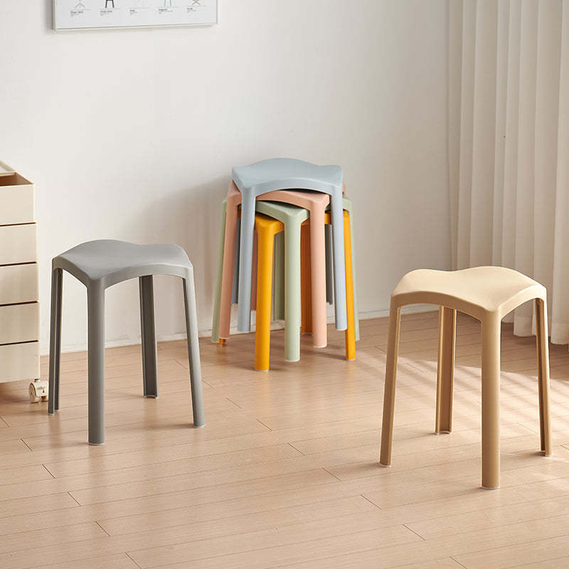 Scandinavian Corrugated Plastic Stackable Vanity Stool — Khaki