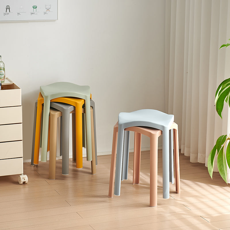 Scandinavian Corrugated Plastic Stackable Vanity Stool — Light Blue