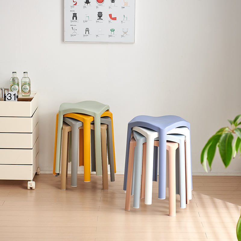 Scandinavian Corrugated Plastic Stackable Vanity Stool — White