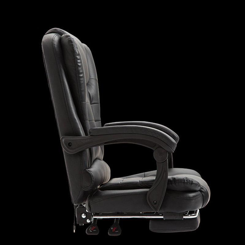 Minimalist Leather Steel Rotatable Lift Massage Desk Chair — Nylon / Brown Without Footrest