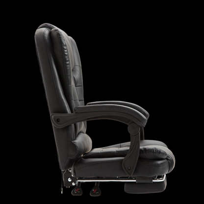 Minimalist Leather Steel Rotatable Lift Massage Desk Chair — Nylon / Brown Without Footrest