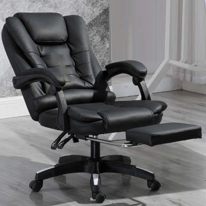 Minimalist Leather Steel Rotatable Lift Massage Desk Chair
