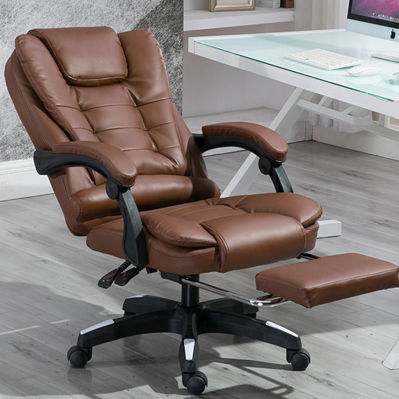 Minimalist Leather Steel Rotatable Lift Massage Desk Chair
