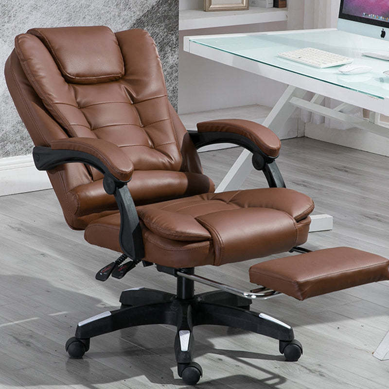 Minimalist Leather Steel Rotatable Lift Massage Desk Chair