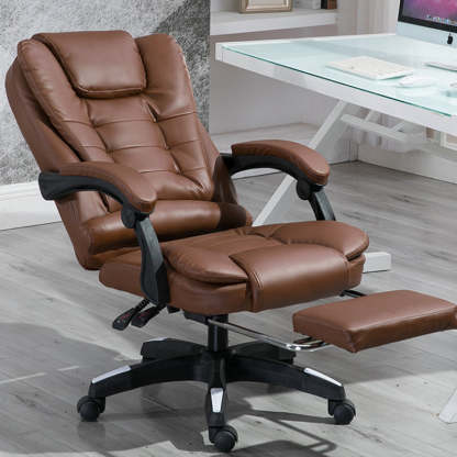 Minimalist Leather Steel Rotatable Lift Massage Desk Chair