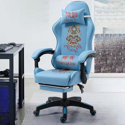 Minimalist Leather Metal National Tide Desk Chair — Regular Model / Steel / Gray