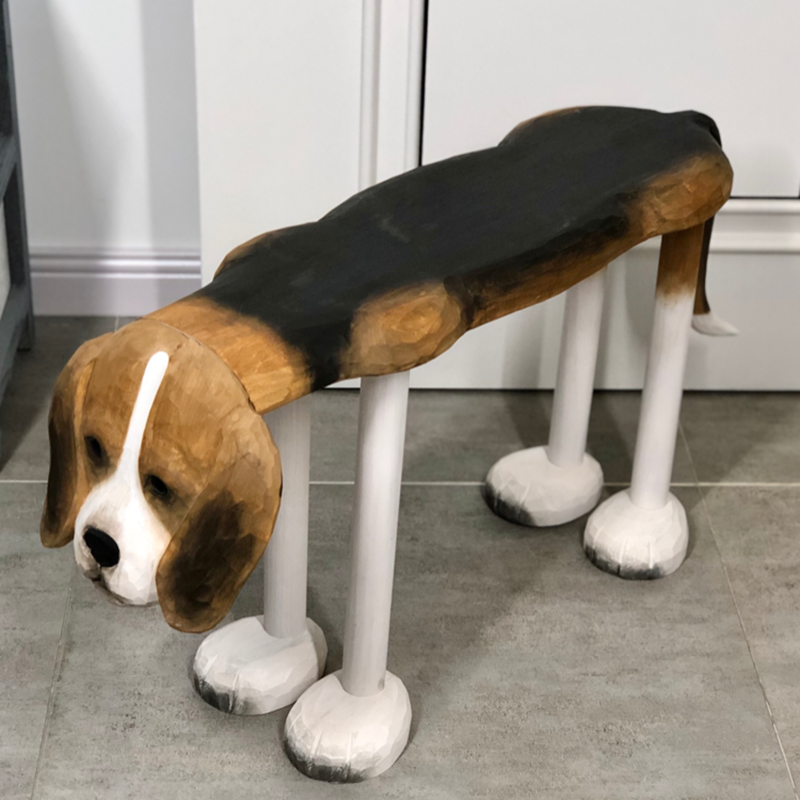Contemporary Carved Beagle Wood Chair