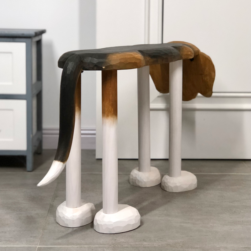 Contemporary Carved Beagle Wood Chair