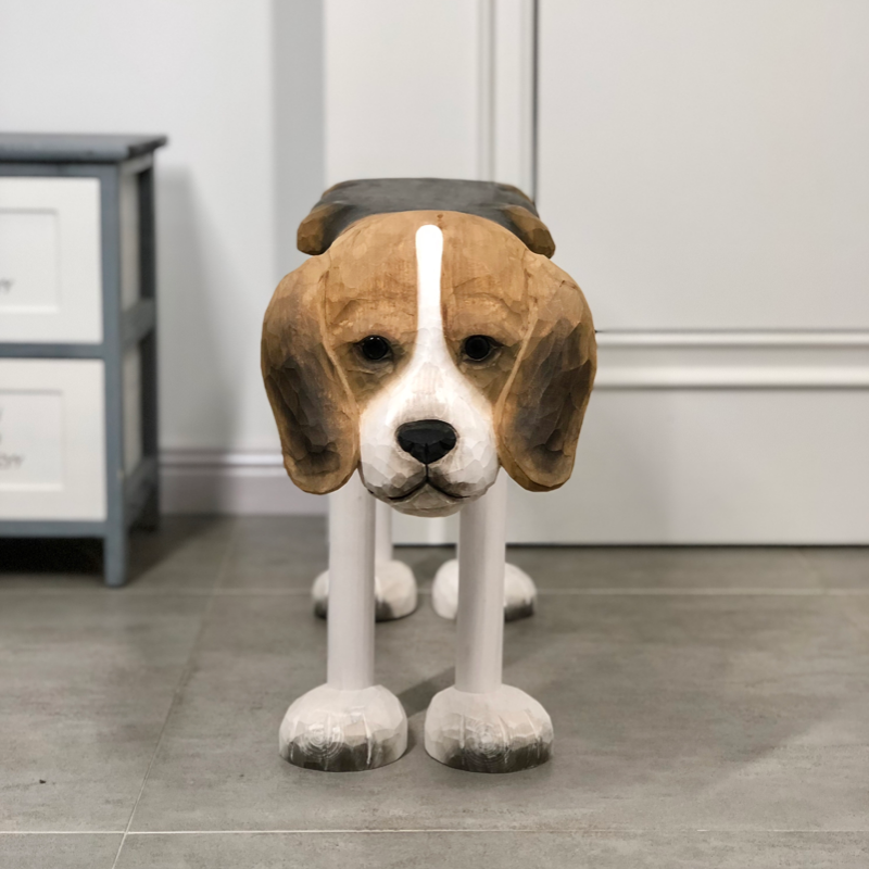 Contemporary Carved Beagle Wood Chair