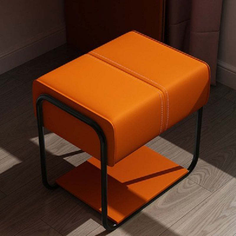 Scandinavian Leather Wood Vanity Stool
