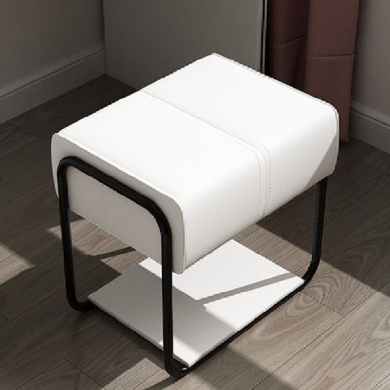 Scandinavian Leather Wood Vanity Stool — B - Gold Feet / Beige