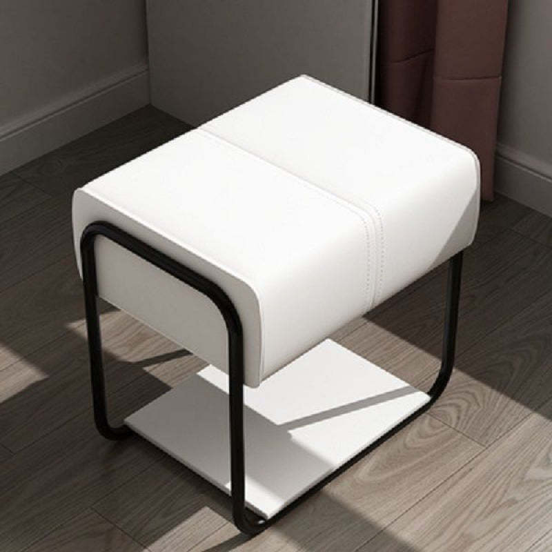 Scandinavian Leather Wood Vanity Stool — B - Gold Feet / Beige