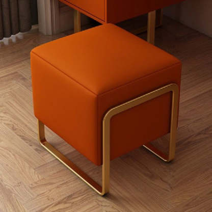 Scandinavian Leather Wood Vanity Stool