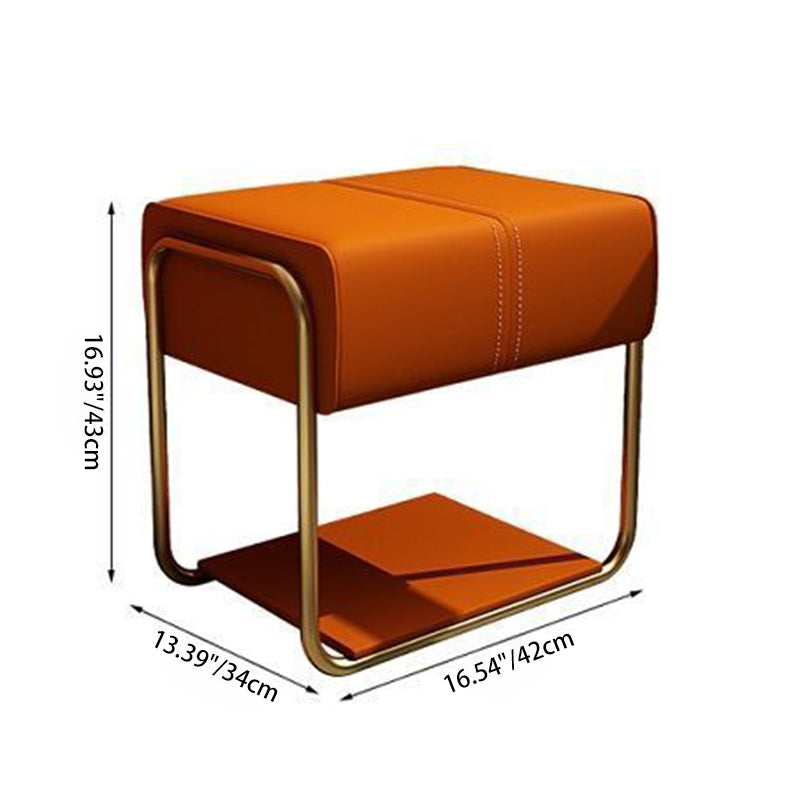 Scandinavian Leather Wood Vanity Stool — A - Black Feet / Gray