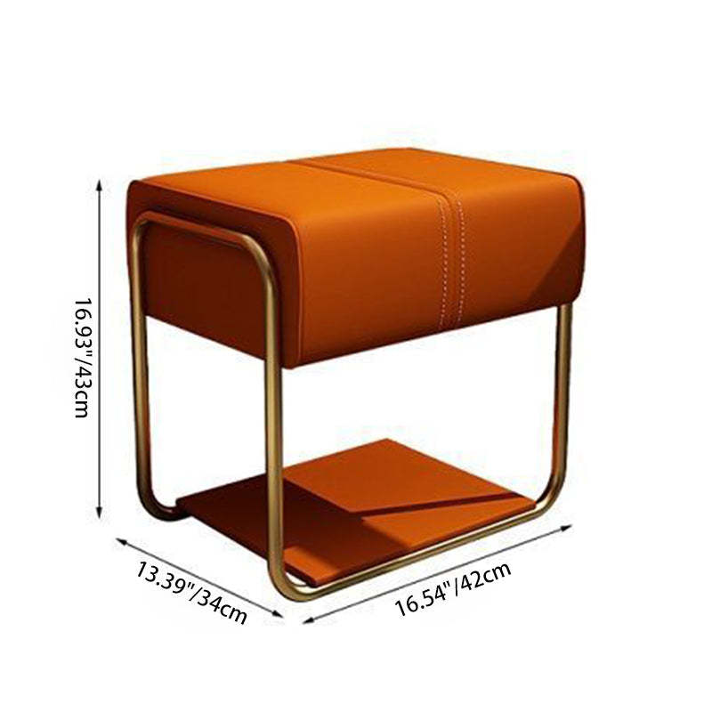 Scandinavian Leather Wood Vanity Stool — A - Black Feet / Gray