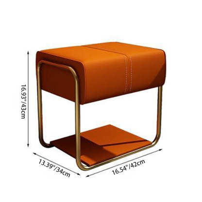 Scandinavian Leather Wood Vanity Stool — A - Black Feet / Gray