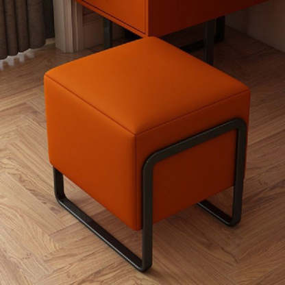 Scandinavian Leather Wood Vanity Stool