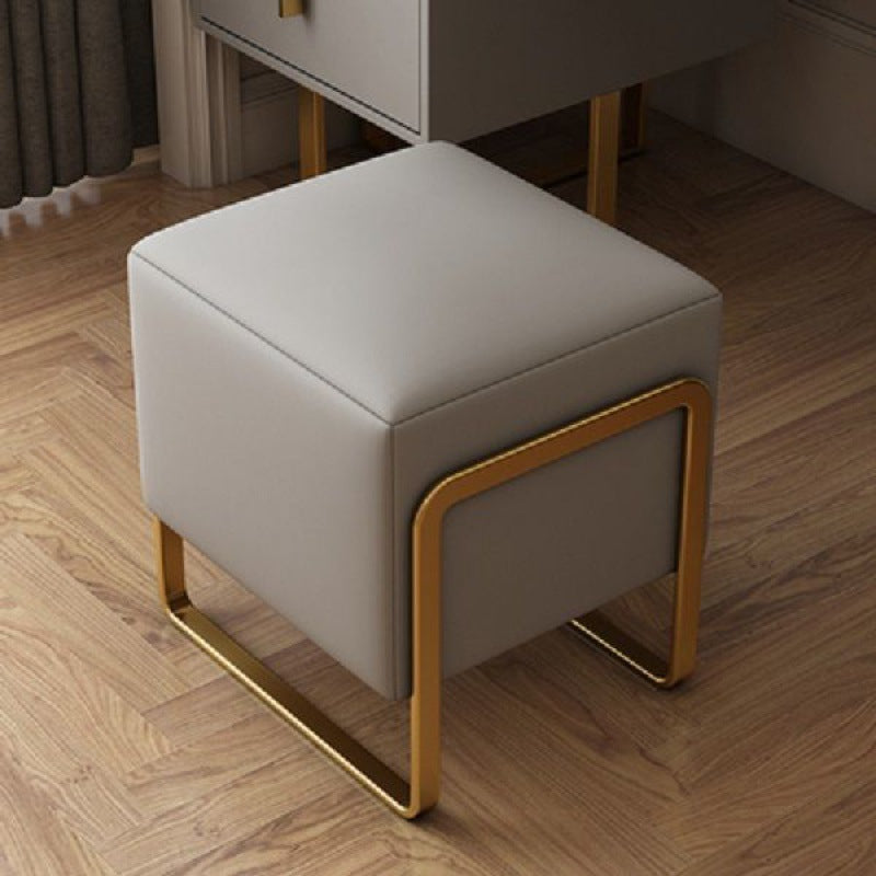 Scandinavian Leather Wood Vanity Stool