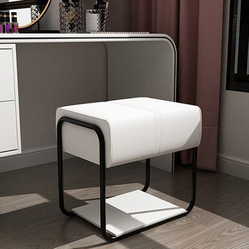 Scandinavian Leather Wood Vanity Stool