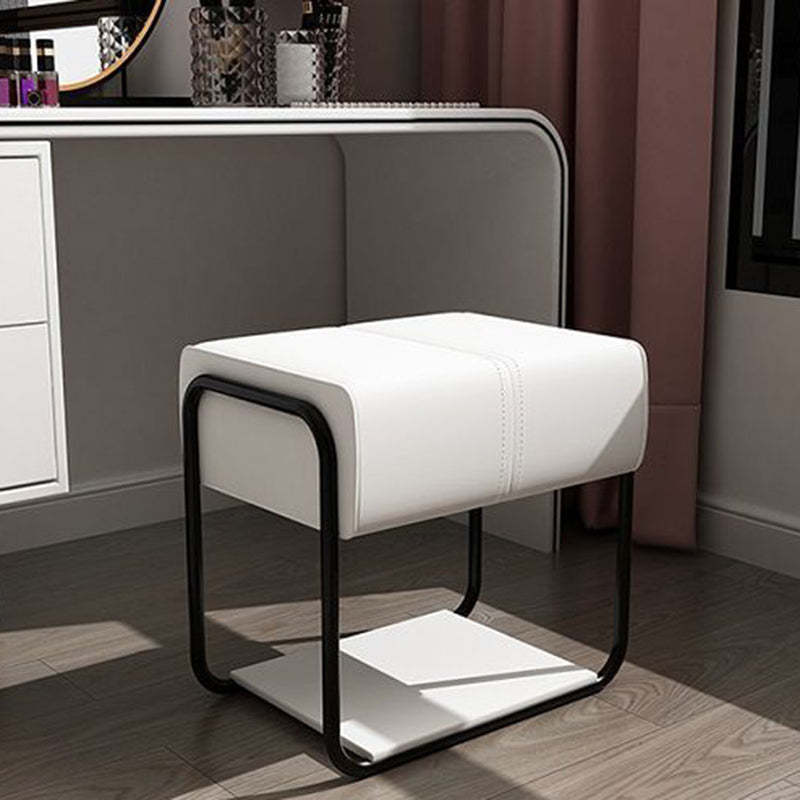 Scandinavian Leather Wood Vanity Stool