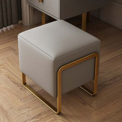 Scandinavian Leather Wood Vanity Stool