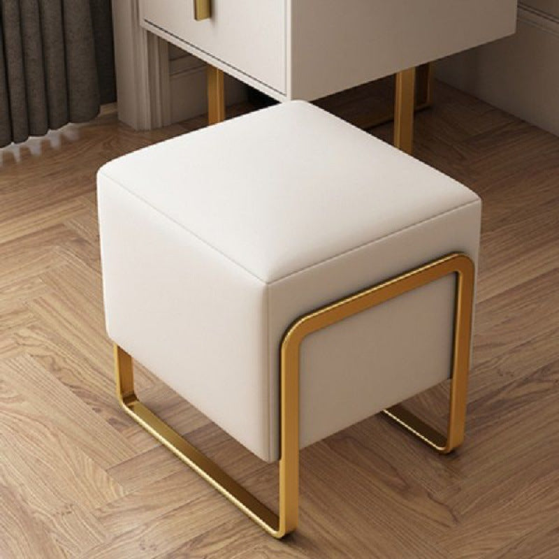 Scandinavian Leather Wood Vanity Stool