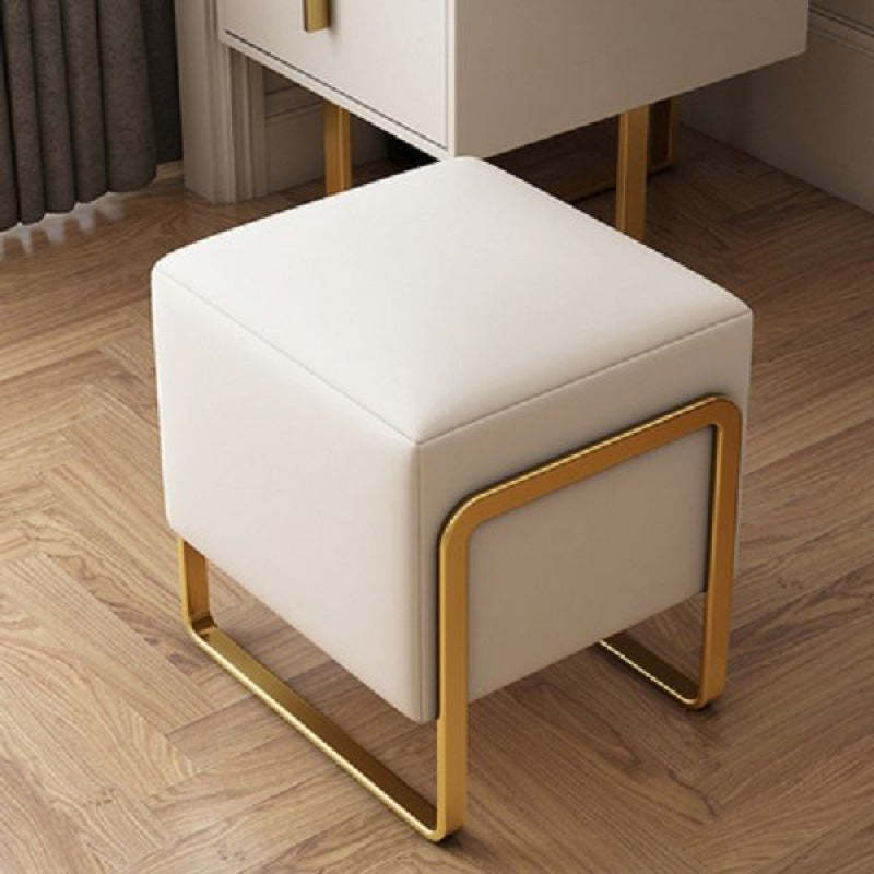 Scandinavian Leather Wood Vanity Stool