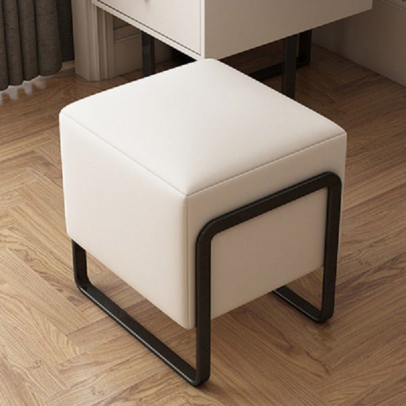 Scandinavian Leather Wood Vanity Stool