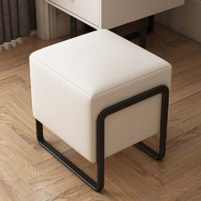 Scandinavian Leather Wood Vanity Stool