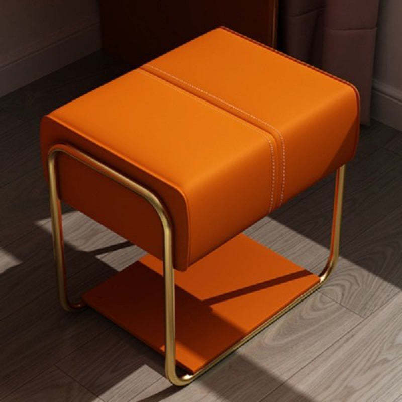 Scandinavian Leather Wood Vanity Stool