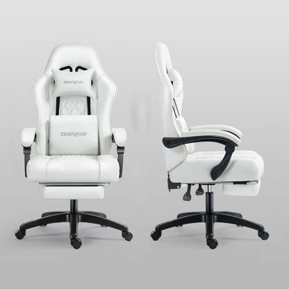 Minimalist Swivel Liftable Nylon Leather Desk Chair — Black & Leather