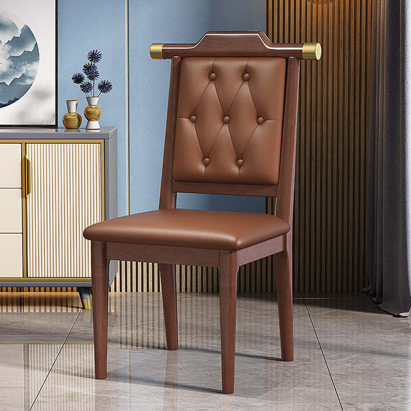 Chinese Wood Leather Dining Chair