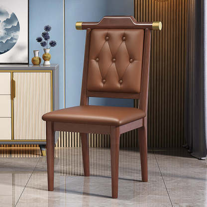 Chinese Wood Leather Dining Chair