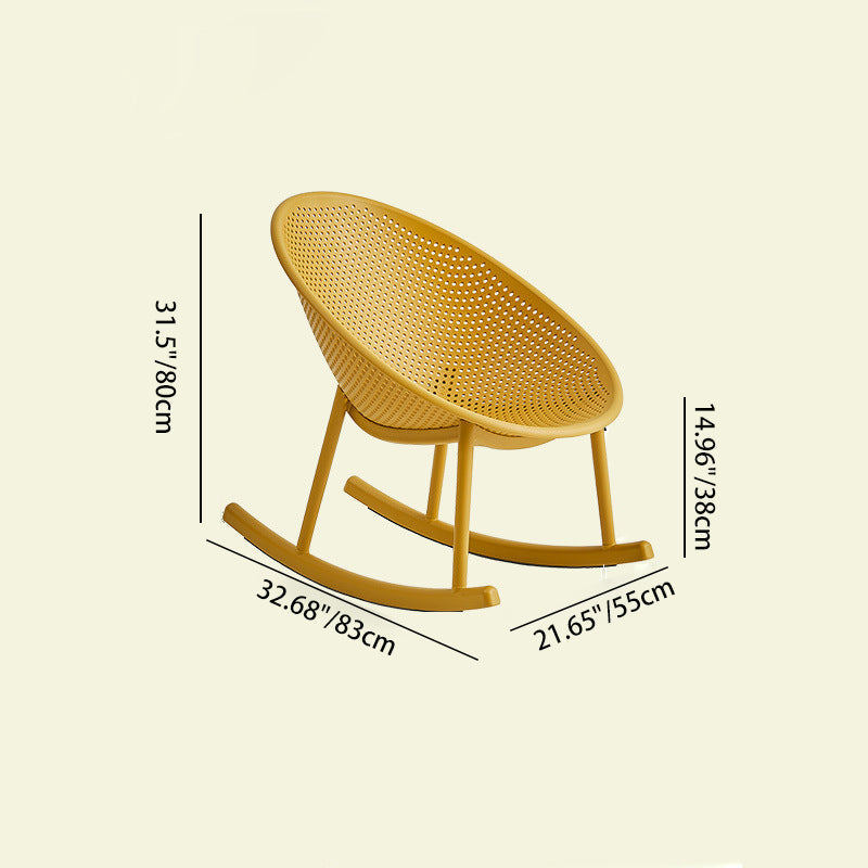 Minimalist Hollowed Oval Plastic Rocking Chair — Green