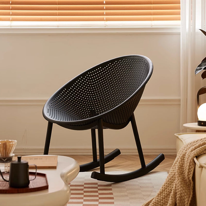 Minimalist Hollowed Oval Plastic Rocking Chair — Yellow