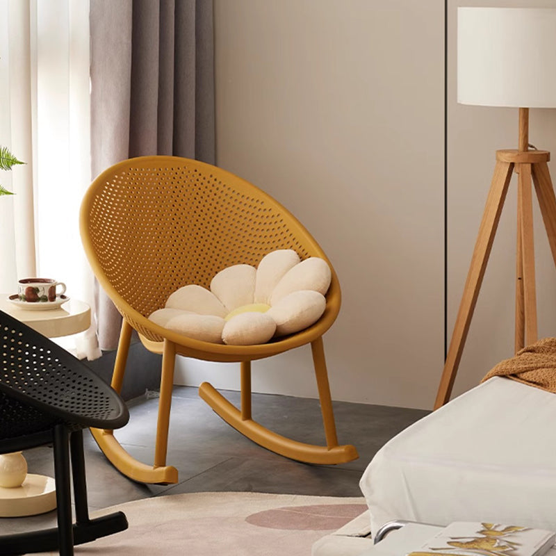Minimalist Hollowed Oval Plastic Rocking Chair