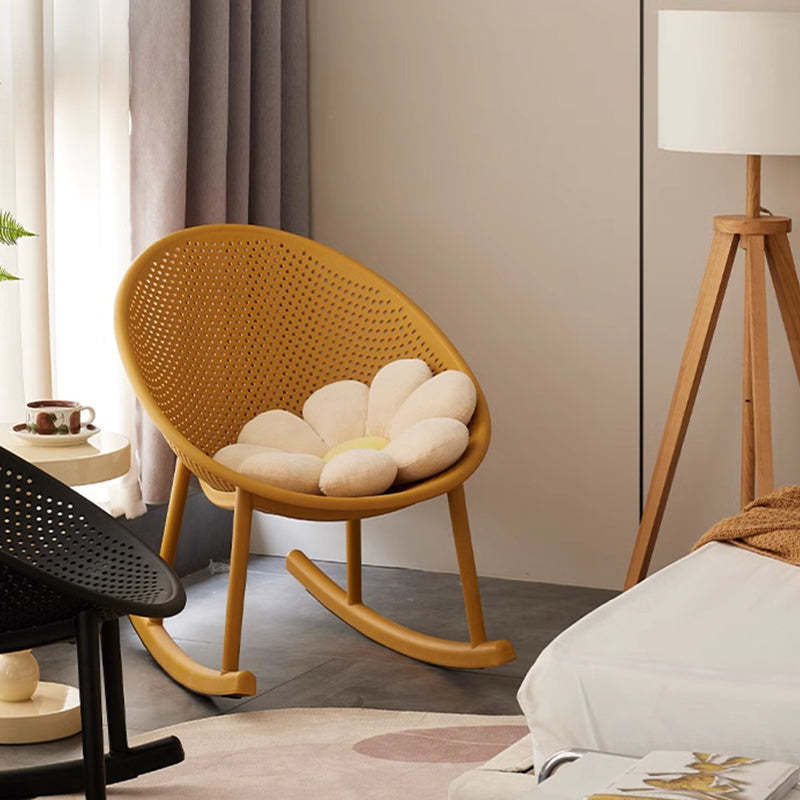Minimalist Hollowed Oval Plastic Rocking Chair